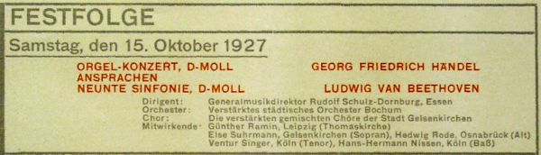 Programm des Eröffnungskonzertes.