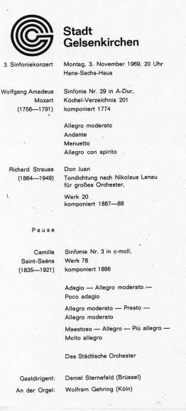 Programmzettel zum Orgelkonzert mit Wolfram Gehring am 03.11.1969.
