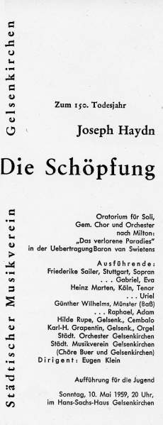 Programmheft zum Konzert des Stdtischen Musikvereins mit Karl-Heinz Grapentin an der Orgel am 10.05.1959.
