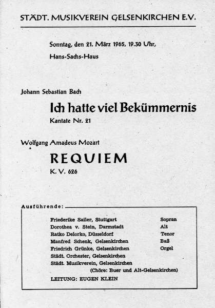 Programmheft zum Konzert des Stdtischen Musikvereins mit Friedrich Grnke an der Orgel am 21.03.1965.