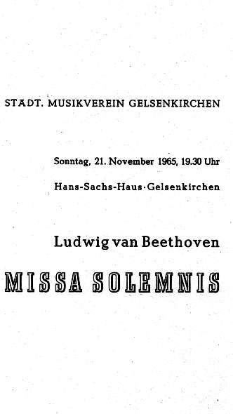 Programmheft zum Konzert des Stdtischen Musikvereins mit Gerhard Herwig an der Orgel am 21.11.1965. Titelblatt.
